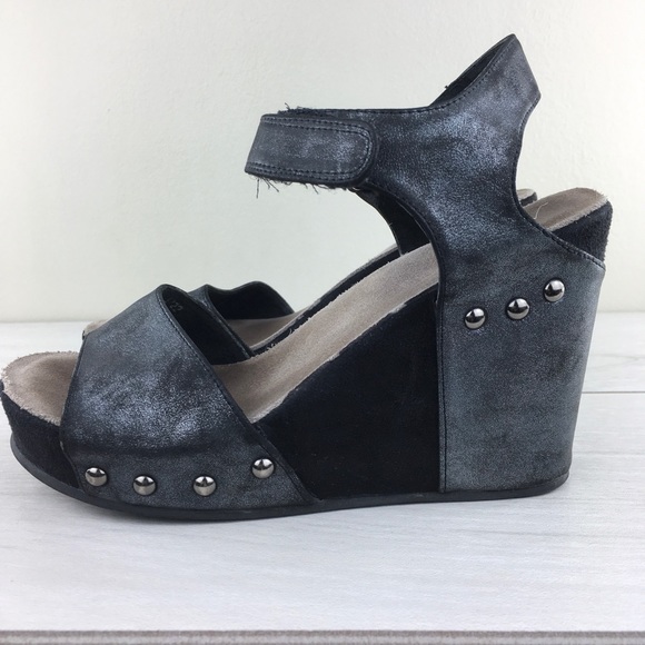 Antelope Metallic Black 772 Wedge Sandals Studded - Picture 8 of 8